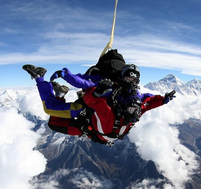 skydiving in the Himalayas. Ambassadors Nick Leventis and Bonita Norris charity
