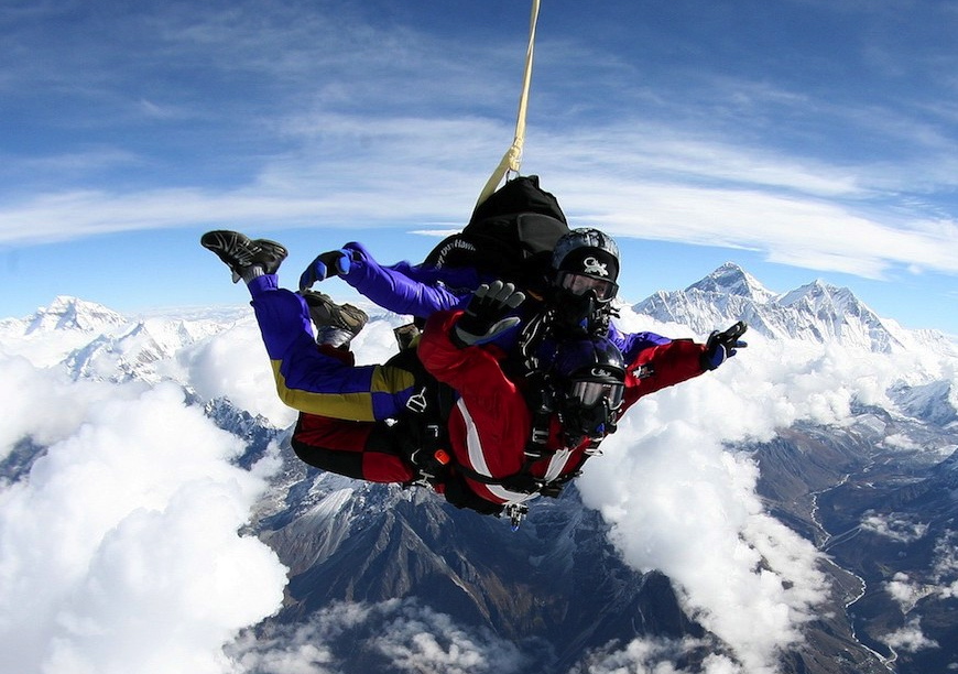 skydiving in the Himalayas. Ambassadors Nick Leventis and Bonita Norris charity